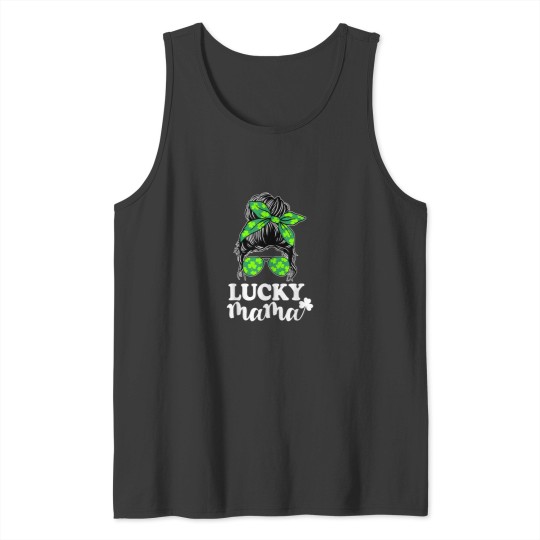 Discover Lucky Mama Messy Bun St Patricks Day for Women 6923 Tank Tops