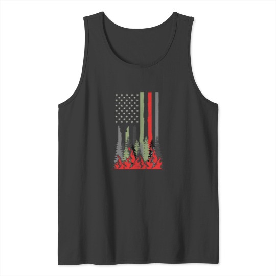 Discover Wildland Firefighter Shirt Patriotic US American Flag Gift Essential Tank Tops