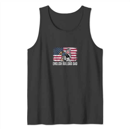 Discover Distressed USA Flag English Bulldog Dad Fathers Day Tank Tops