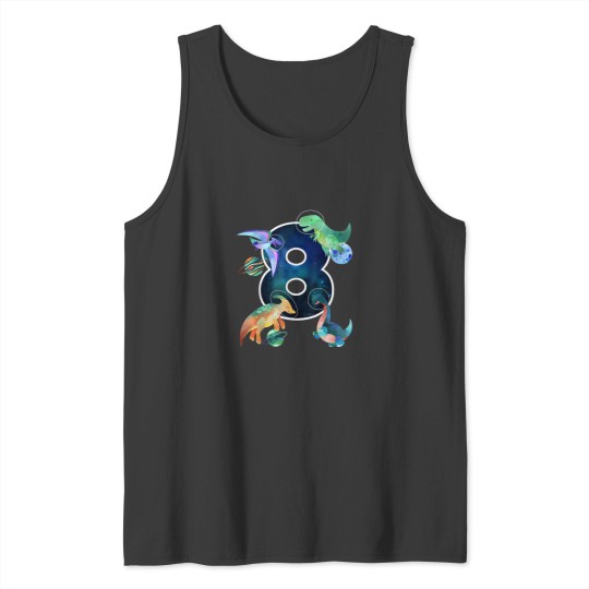 Discover Kids Astronaut Outer Space Dinosaurs 8th Birthday Boy Gift Tank Tops