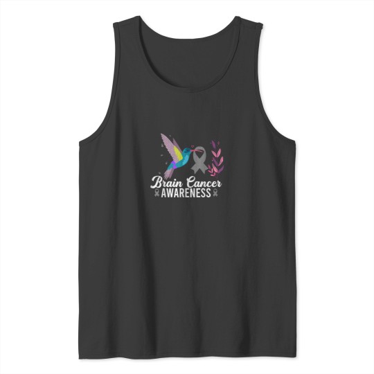 Discover Brain Tumor Awareness Hummingbird Brain Cancer Graphic Tank Tops
