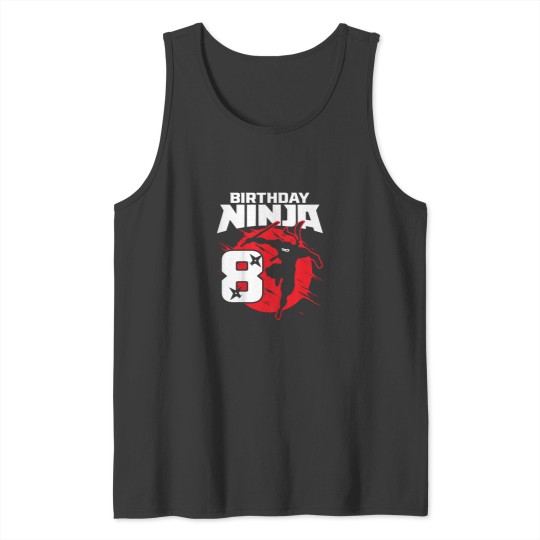 Discover Kids Birthday Ninja 8th Birthday Little Ninja Is 8 Year Old Boys Tank Tops
