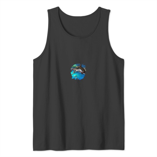 Discover Cool Shark Playing Pool Billiards in Lounge Funny Sharks Tank Tops