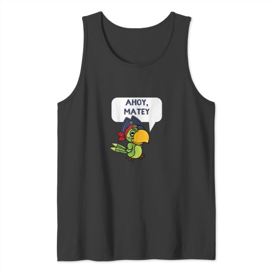 Discover Ahoy Matey Cute Pirate Parrot Cartoon Tank Tops