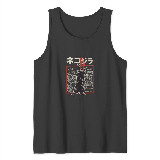 Discover Japan CatZilla Harajuku Cats Kittens Anime Manga Otaku Tank Tops