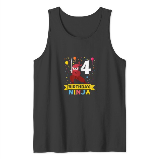Discover Kids 4 Year Old Ninja Birthday Tank Tops
