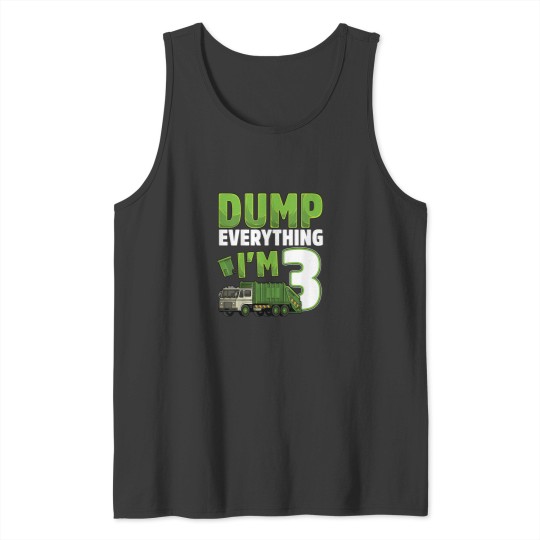 Discover Recycling Trash 3 Year Old Garbage Truck 3rd Birthday Boy Tank Tops