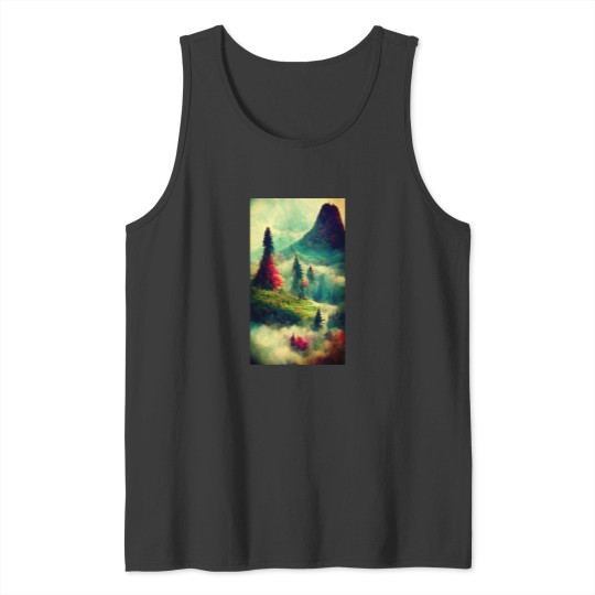 Discover Fantasy Mountain Scene Tank Tops