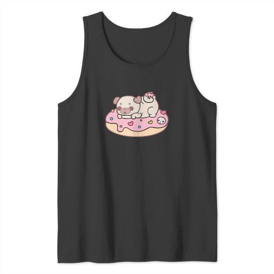 Discover Pug Pug on a donut Tank Tops
