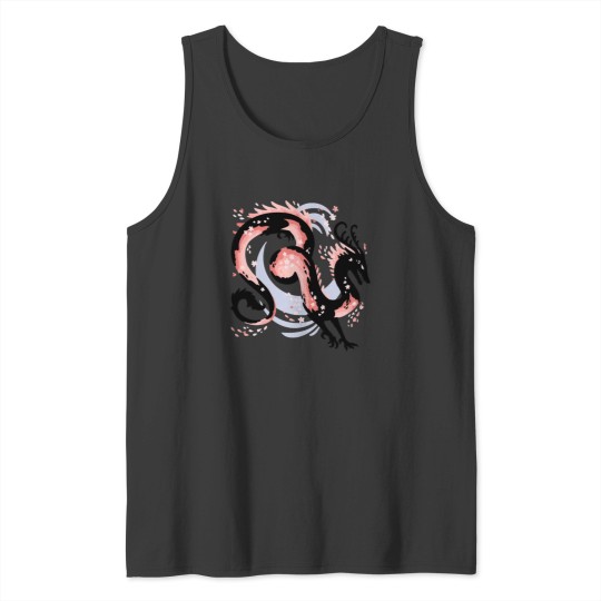 Discover Cherry Blossom Dragon Drawing T-Shirt 2 Tank Tops