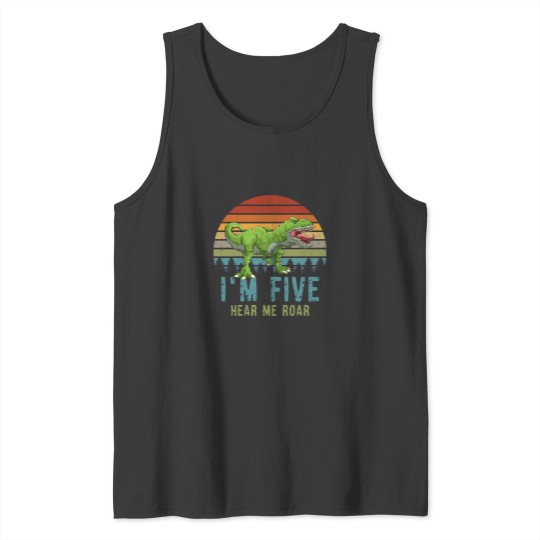 Discover Im Five Hear Me Roar TRex Dinosaur 3. Birthday Tank Tops