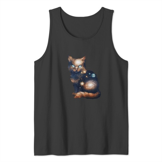 Discover Cosmic Cat Galaxy Universe Tank Tops
