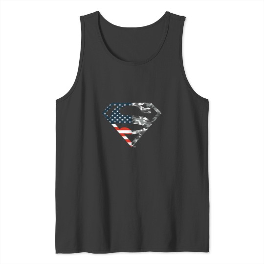 Discover comics superman american flag camo logo Tank Tops