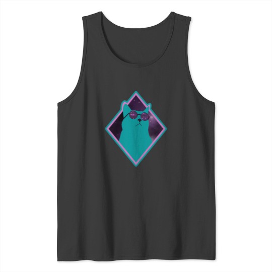 Discover Galaxy cat green Tank Tops