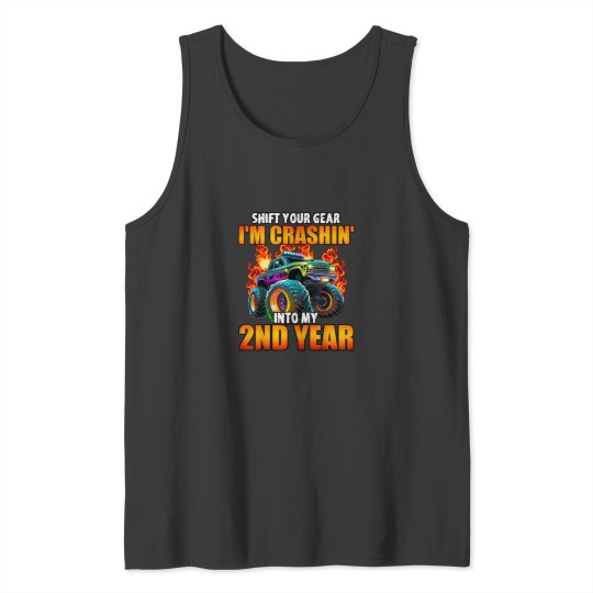 Discover 2nd Monster Truck Birthday Party Birthday Boy Tod Tank Tops