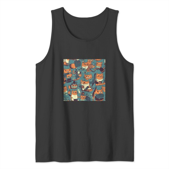 Discover Surreal Cats of Mischief Cheeky Feline Creatures Tank Tops