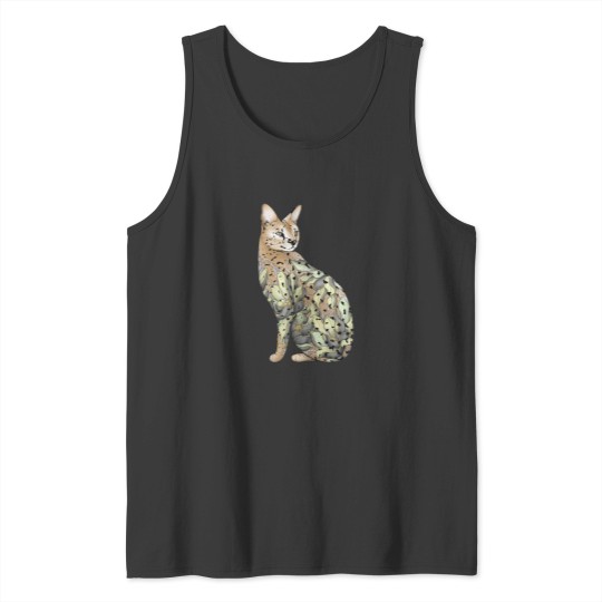 Discover Serval Cat in Lotus Tattoo Tank Tops