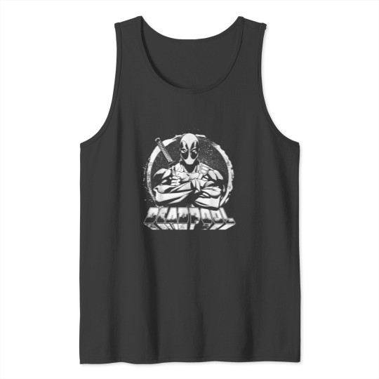 Discover marvels.Deadpoolzz Armss Crossed Chalk Out Badge Tank Tops