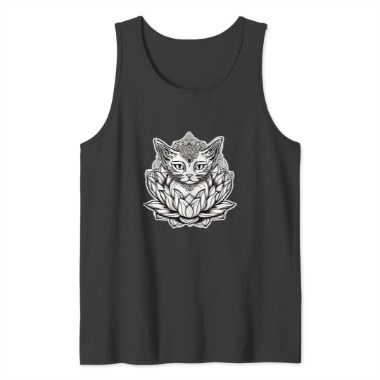 Discover Cat Lover Lotus Adorable Feline and Lotus Tank Tops