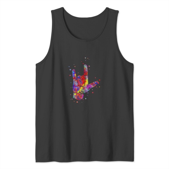 Discover I Love You ASL Sign Language Watercolor Tank Top