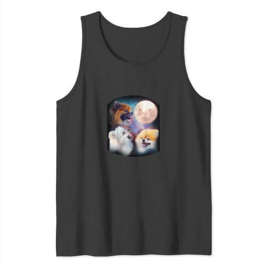 Discover Pomeranian Dog T Shirt Howling at Moon Tank Tops