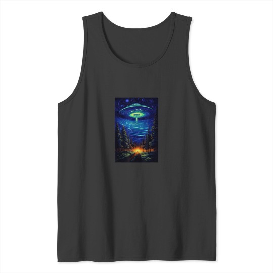 Discover UFO Aliens Flying Saucer Van Gogh Style Starry Ni Tank Tops