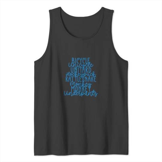 Discover Monkey Monkey Underpants Blue Fan Quote Tank Tops
