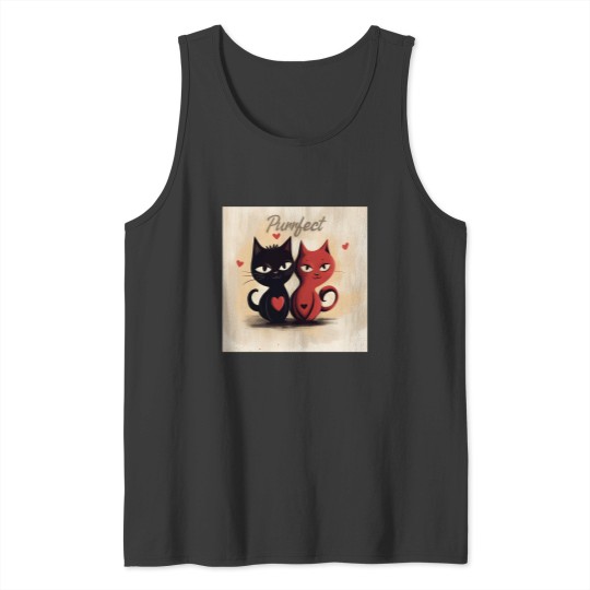 Discover Charming Heartfelt Feline Art Tank Tops