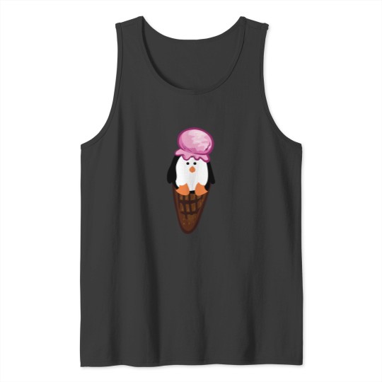 Discover Penguin strawberry ice cream waffle Fitted Tank Tops