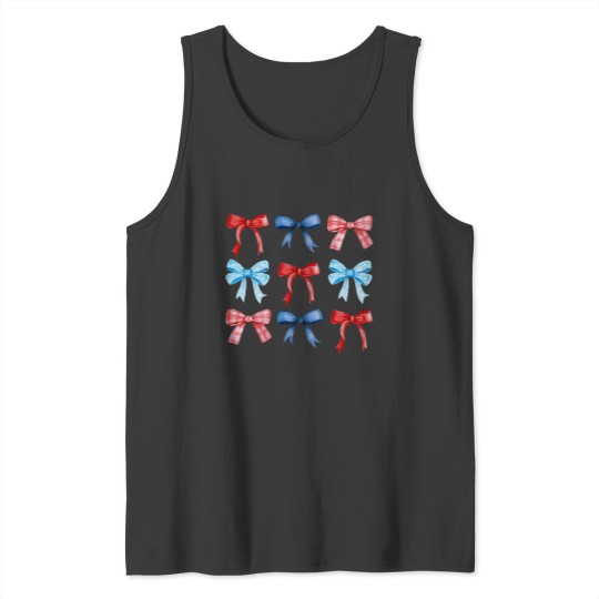Discover Red And Blue Coquette Bow 4th of July Women Girls ic Tank Tops
