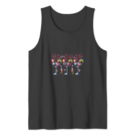 Discover Three Glasses Of Cocktail Funny Drinker Patriotic 4th July Tank Tops