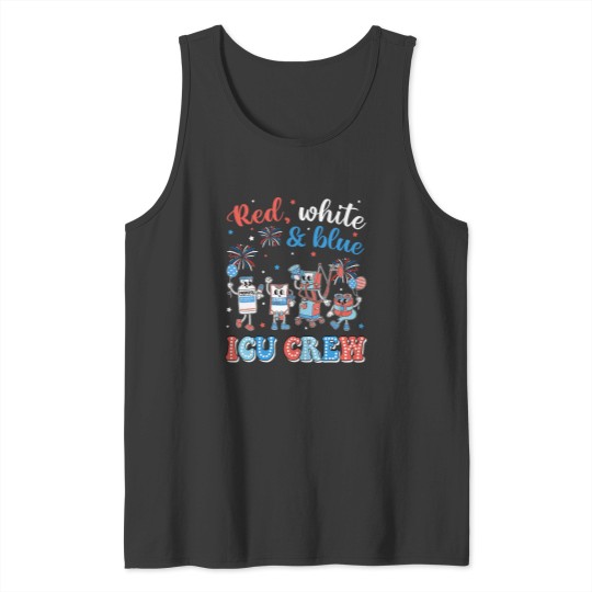 Discover Icu Nurse 4th July Independence Day Red White Blue Icu Crew Tank Tops