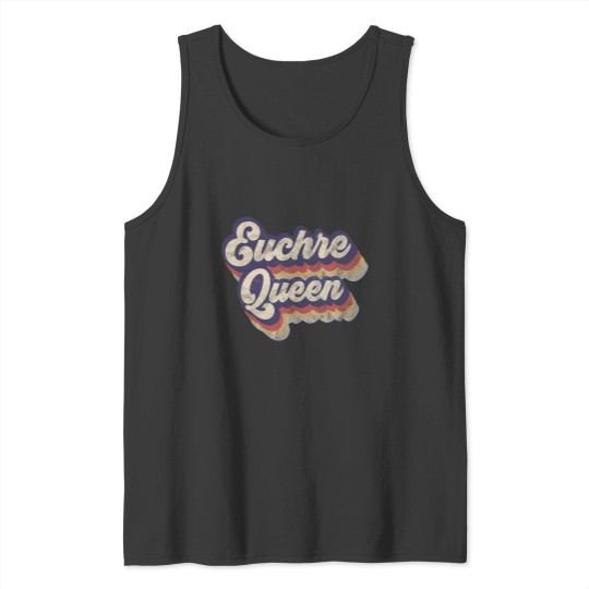 Discover Vintage Euchre Queen Tank Top for Card Game Players