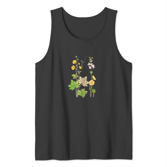 Discover Vintages Yellow Flowers and Leaves Classic Tank Tops