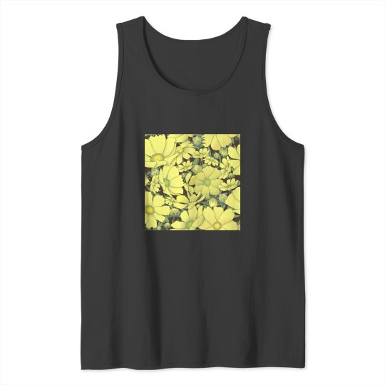 Discover Tossed Yellow Cosmos on Coffee Brown Half-Drop Repeat 5748 Classic Tank Tops