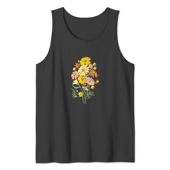 Discover happy wildflowers on navy art by jen montgomery jen montgomery transparentt Classic Tank Tops