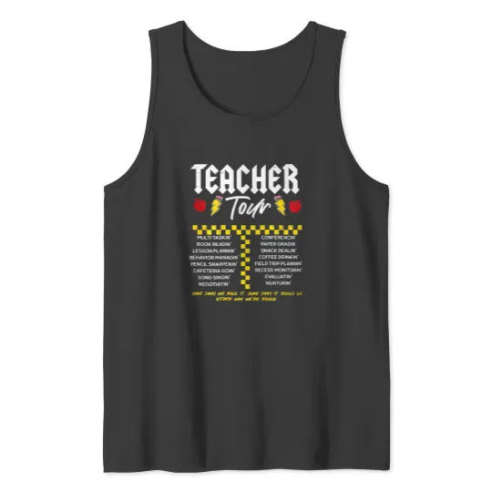 Discover 2sided FrontBack Lightning Bolt ABCD The Teacher Tour Tank Tops