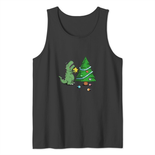 Discover Struggle Is Real Dinosaur Christmas Tree Star Tank Tops