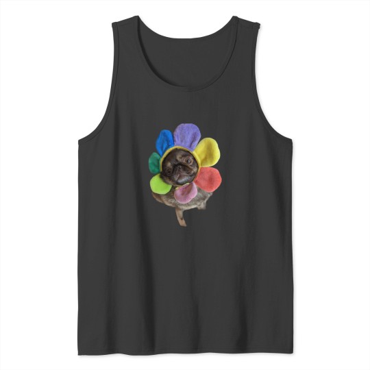 Discover Chilli The Pug flower hat Tank Tops