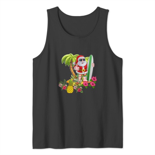Discover Christmas in July Santa Hawaiian Surfing T Shirt Summer Surf Tank Tops