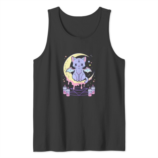Discover Kawaii Pastel Goth Cute Creepy Occult Cat Tank Tops