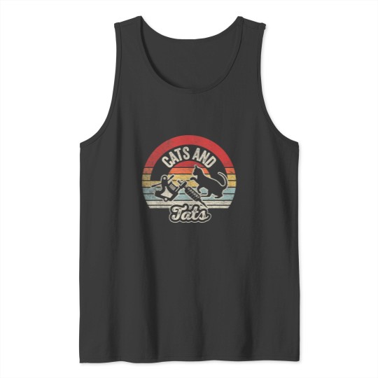 Discover Vintages Cats And Tats Cat Tattoo Lover Cats Tats Tank Tops