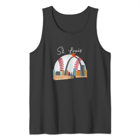 Discover Saint Louis Red Cardinal T New Skyline Ball Design Tank Tops