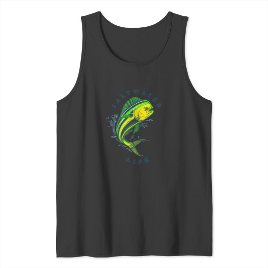 Discover Saltwater Life Saltwater Mahi Mahi Jumping Fishing Tank Tops