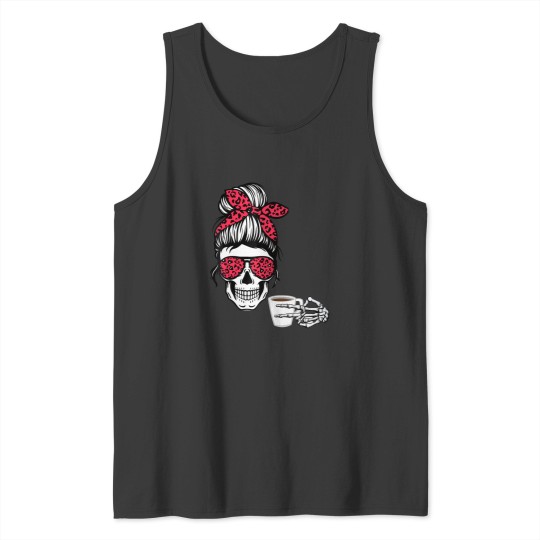 Discover messy bun halloween apparel coffee lover Tank Tops