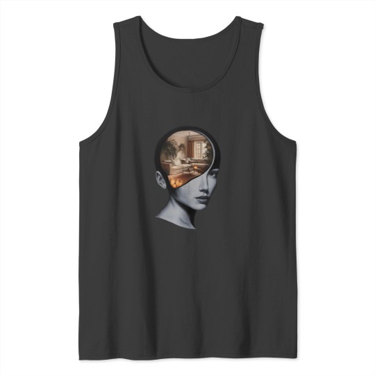 Discover Woman Thinking About Home Tank Tops