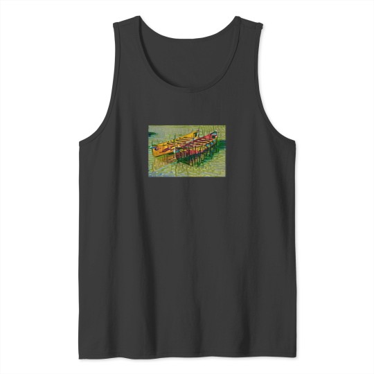 Discover 2 Colourful Boats On A Lake - Abstract Art 7805 Tank Tops