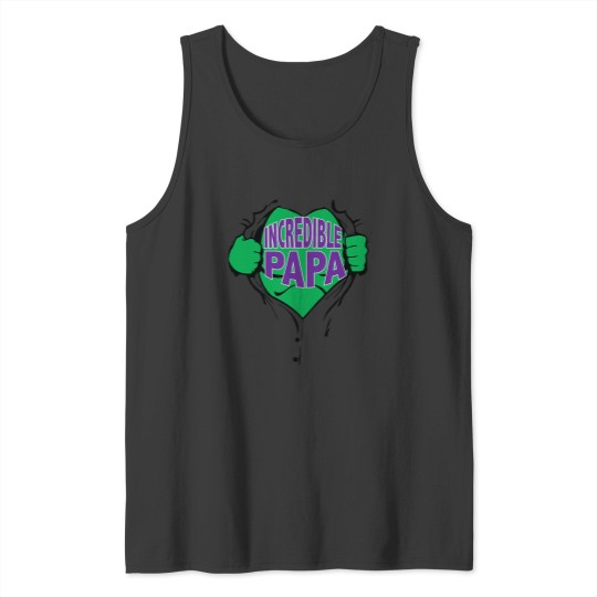 Discover Incredible Papa Superhero Open Chest Greens Man Tank Tops