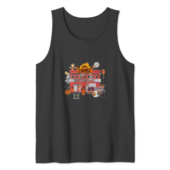 Discover Firefighter Halloween - Firee station Happy Halloween Tank Tops