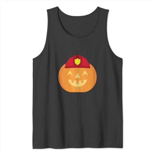 Discover Spooky Carved Pumpkin Firefighter, Halloween Hallows Eve Celebration Tank Tops